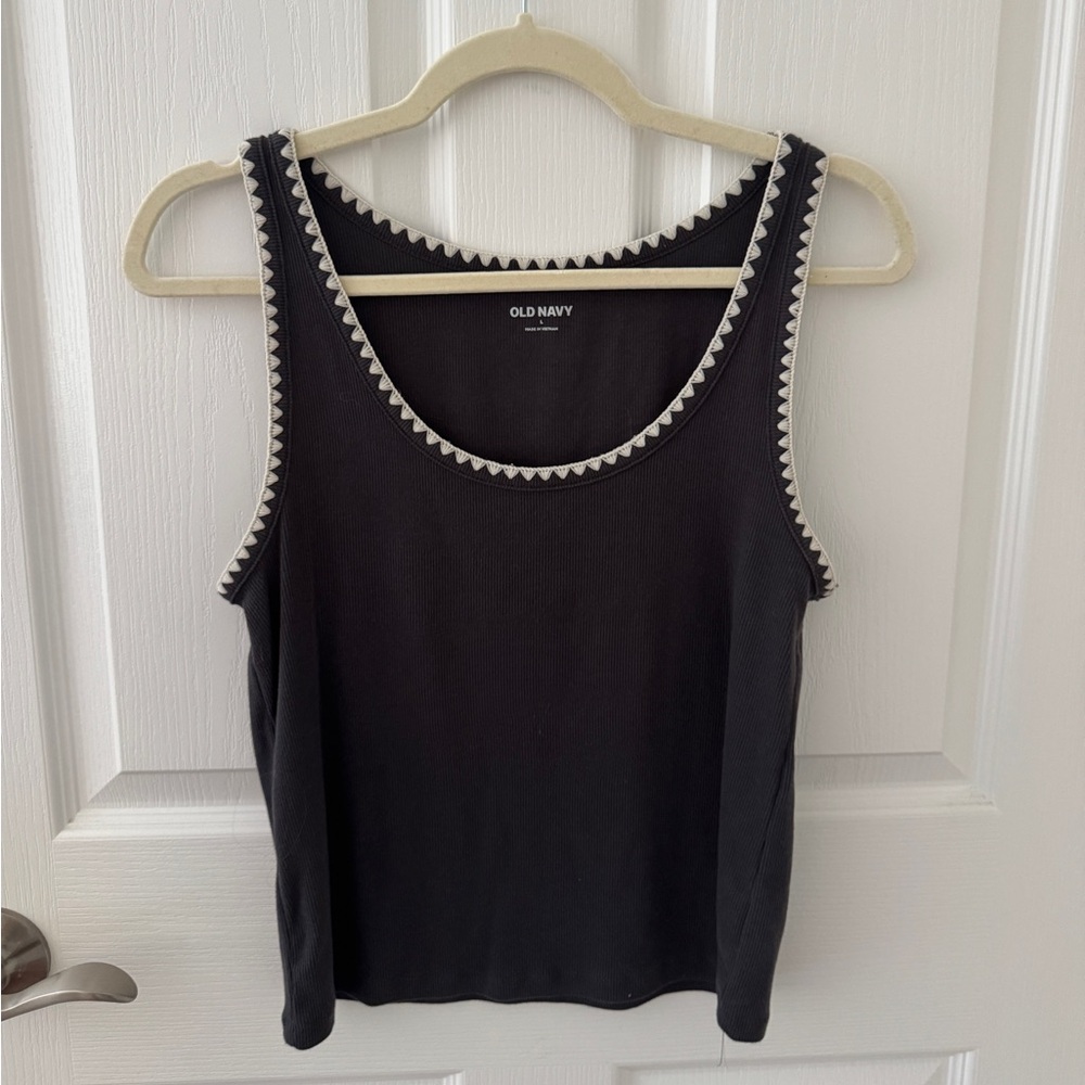 Old Navy Black Tank Top with White Trim